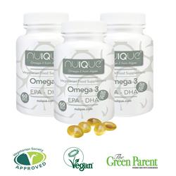 Omega 3 vegano, epa-dha de alta pureza 60 cápsulas blandas de gel vegetal
