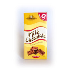 Barra de chocolate con leche sin azúcar añadido 75 g (pedir por unidades o 12 para el comercio exterior)