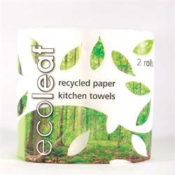 Ecoleaf 3-lags køkkenhåndklæde dobbeltrullepakke (bestilles i singler eller 12 for bytte ydre)