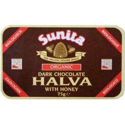Biologische donkere chocolade Halva 75g (bestel per stuk of 12 voor ruilverpakking)
