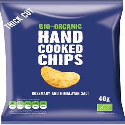 Chips bio au romarin et sel de l'Himalaya cuites à la main 40g (commander en simple ou 15 pour le commerce extérieur)