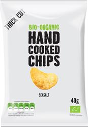 Organiczne, ręcznie gotowane chipsy z solą morską 40 g (zamów pojedyncze sztuki lub 15 sztuk na wymianę zewnętrzną)