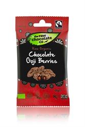 Pack de collations aux baies de Goji au chocolat cru biologique 28 g (commandez 12 pour le commerce extérieur)