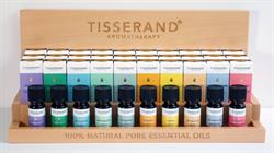 Tisserand Top 10 der ätherischen Öle, Präsentationseinheit 30 x 9 ml und Tester.