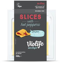 Violife Hot Pepper Skiver 200 gr (10 skiver) (bestilles i single eller 12 for detail ydre)
