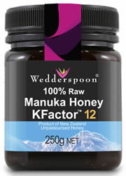 100 % RAW Manuka Honey KFactor 12 250g (bestill i single eller 12 for bytte ytre)