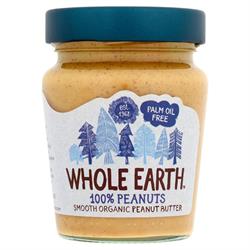 100% Peanuts Smooth Organic Peanut Butter 227g (order in singles or 6 for retail outer)