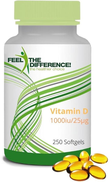 Vitamin d3 1000iu/25μg, 250 softgels mærker forskellen