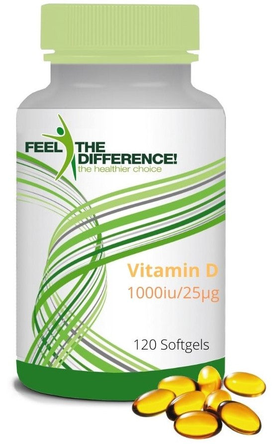 Vitamine D3 1000 UI/25 μg, 120 gélules SENTEZ LA DIFFÉRENCE