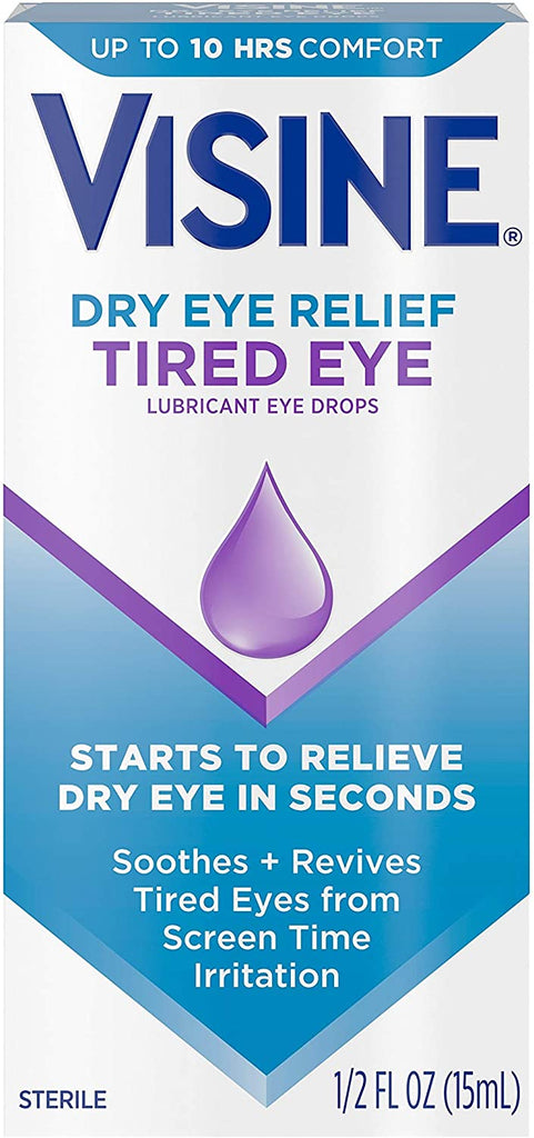 Visine, Alivio para los ojos secos, gotas lubricantes para los ojos, ojos cansados, 1/2 fl oz (15 ml)