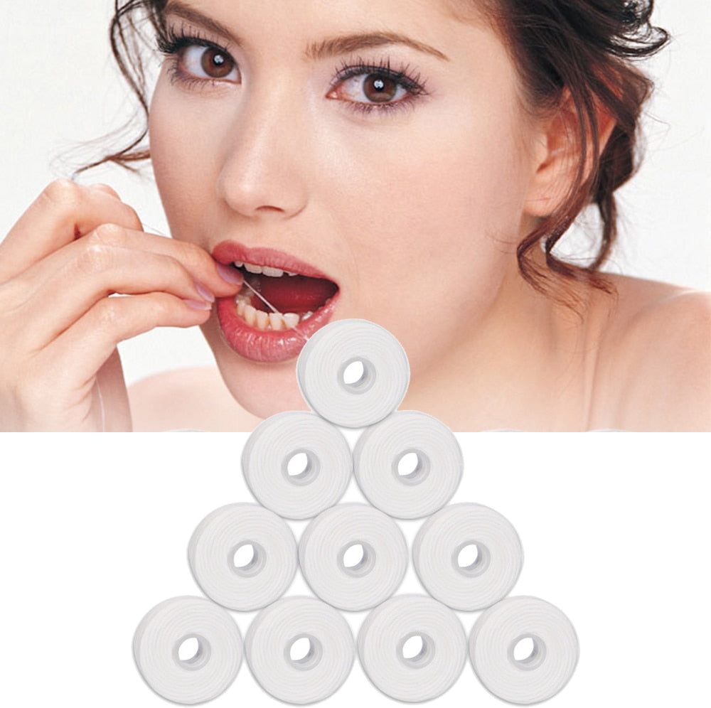 10 rotoli 50m filo interdentale igiene orale pulizia dei denti cera al gusto di menta filo interdentale bobina stuzzicadenti denti flosser dente pulito
