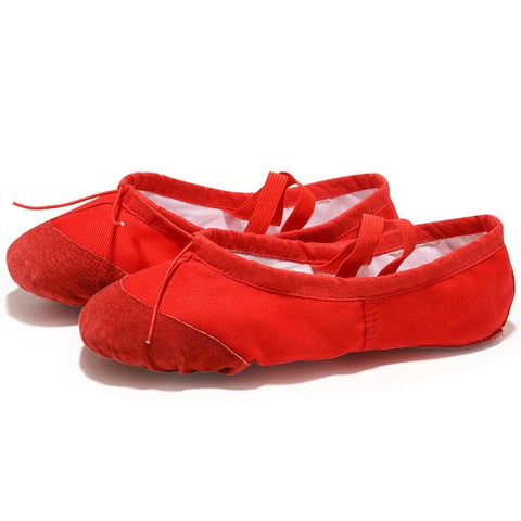 USHINE EU22-45 zapatillas de Yoga con cabeza de tela/cuero para profesores, gimnasio, ejercicio interior, zapatillas de Ballet de lona para niños, niñas y mujeres