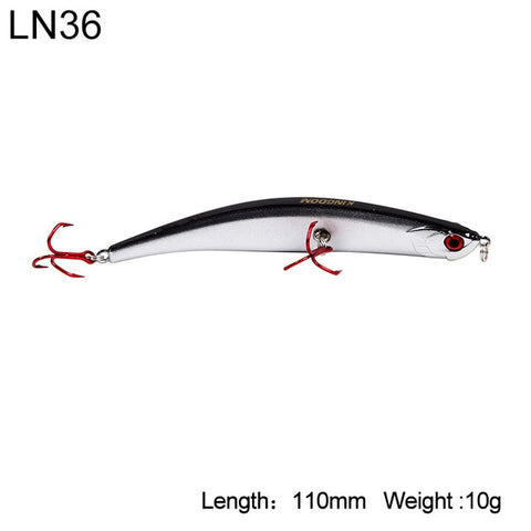 Kingdom Floating Pencil fishing lures 110mm/10g 86mm/6.5g Hard Baits Bending shape RED VMC Hook lure for Sea bass model 5349