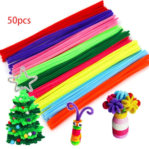 Tiges de Chenille multicolores, 30/50/100 pièces, nettoyeur de tuyaux, matériel artisanal fait à la main, créativité des enfants, jouets artisanaux pour enfants