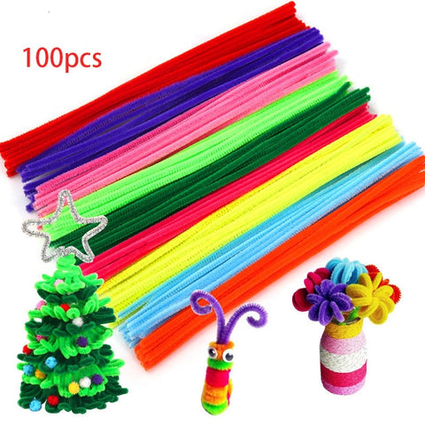 Tiges de Chenille multicolores, 30/50/100 pièces, nettoyeur de tuyaux, matériel artisanal fait à la main, créativité des enfants, jouets artisanaux pour enfants