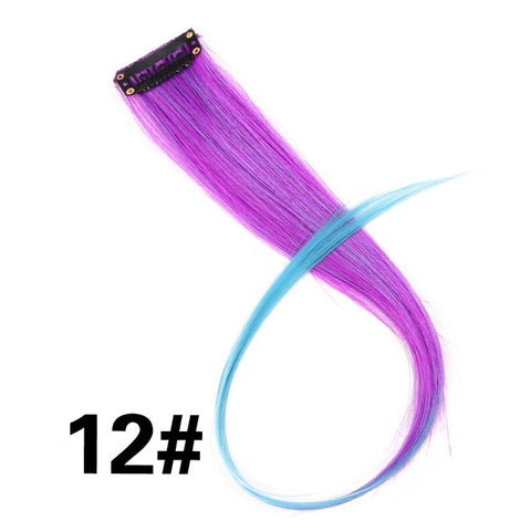 Leeons Clip-In One Piece For Ombre Hair Extensions Pure Color Straight Long Synthetic Hair Fake Hair Pieces Clip In 2 Tone Hair