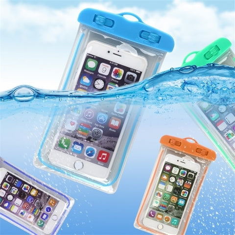 Bolsa impermeable luminosa de verano, dispositivo de natación, bolsa seca para playa, funda para teléfono, soporte para Camping y esquí para teléfono móvil de 3,5-6 pulgadas