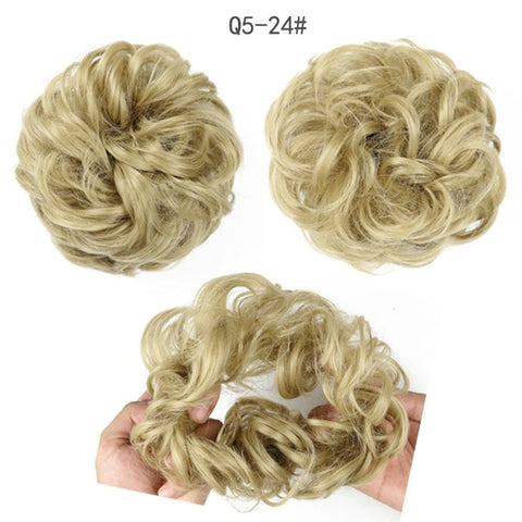 Extensiones de moño sintético XINRAN, moño rizado y desordenado, coleteros para el cabello, moños elegantes, pieza de cabello de boda para mujeres y niños