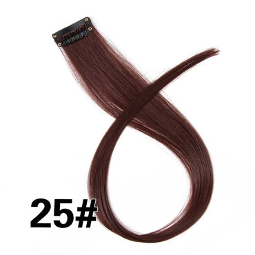 AliLeader, extensiones de cabello sintético ombré largo y recto de 87 colores, Clip puro en tiras de una pieza, peluca de 20" para mujer