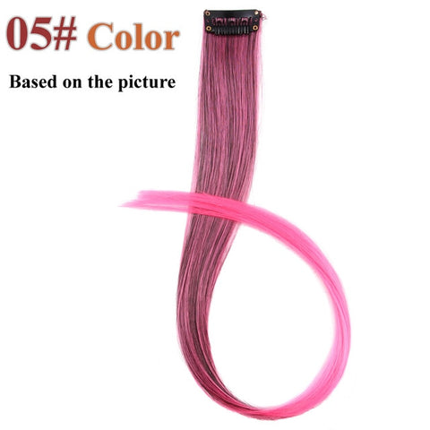 AliLeader 87 Colored Long Straight Ombre Synthetic Hair Extensions Pure Clip In One Piece Strips 20" Hairpiece For Women