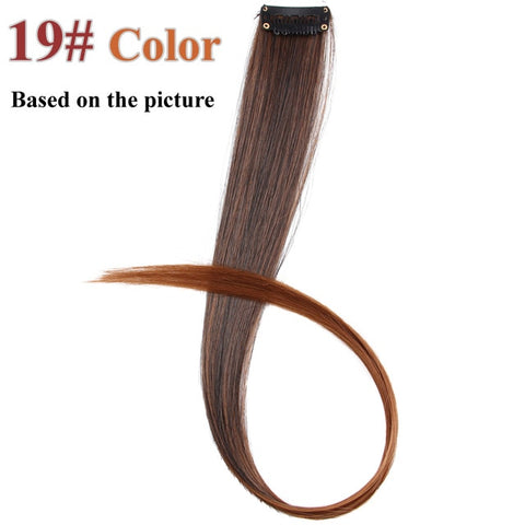 AliLeader 87 Colored Long Straight Ombre Synthetic Hair Extensions Pure Clip In One Piece Strips 20" Hairpiece For Women