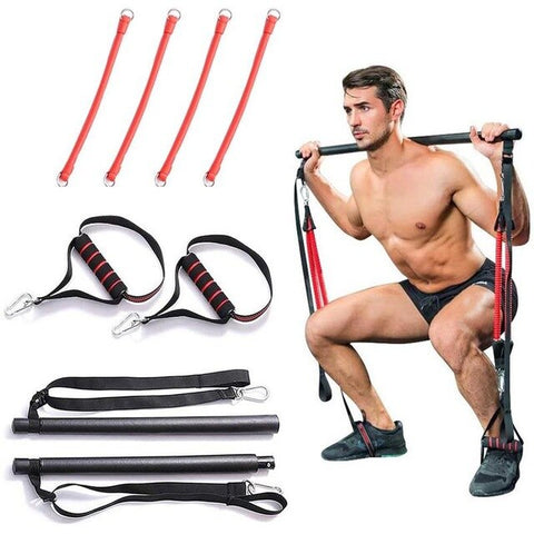 Utrustning fitness sport gym pilates bar system full body ben stretch rem träningsutrustning träning yoga kit motståndsband