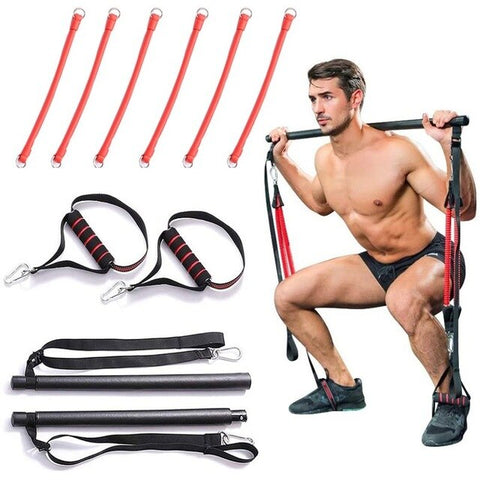 Udstyr fitness sport gym pilates bar system fuld krop ben stretch strop træningsudstyr træning yoga kit modstandsbånd
