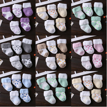 5 par/lote nuevos calcetines gruesos de algodón para bebés pequeños calcetines cálidos para pies de bebé de otoño e invierno