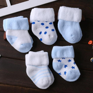 5 par/lote nuevos calcetines gruesos de algodón para bebés pequeños calcetines cálidos para pies de bebé de otoño e invierno