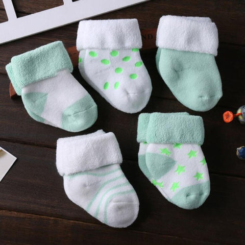 Chaussettes épaisses en coton pour bébé, 5 paire/lot, chaussettes chaudes pour les pieds de bébé, automne et hiver, nouvelle collection