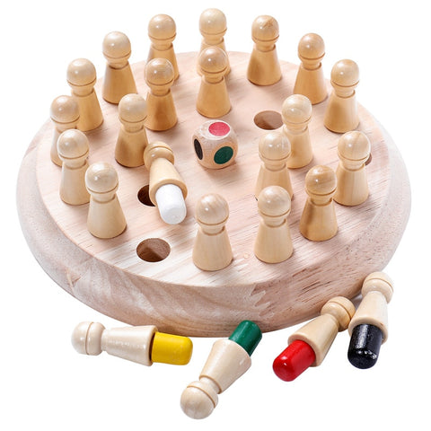 Juego de ajedrez con memoria de madera para niños, juego de mesa con bloques divertidos, juguete educativo con capacidad cognitiva de Color