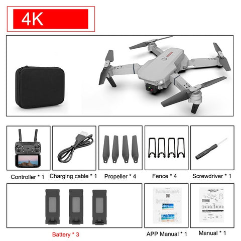 SHAREFUNBAY E88 pro drone 4k HD Cámara dual posicionamiento visual 1080P WiFi fpv drone altura preservación rc quadcopter