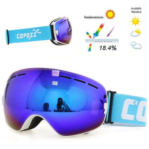COPOZZ brand ski goggles double layers UV400 anti-fog big ski mask glasses skiing snow men women snowboard goggles GOG-201 Pro