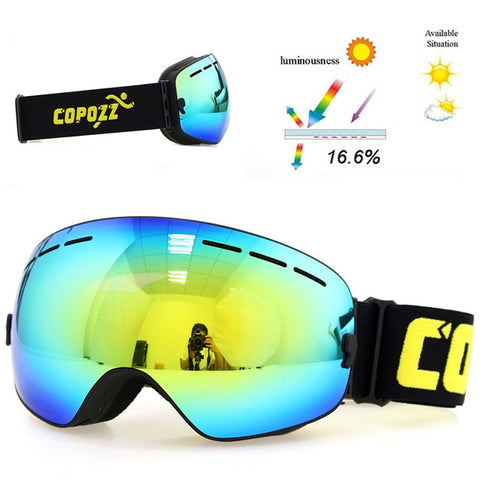 COPOZZ marque lunettes de ski double couches UV400 anti-buée grand masque de ski lunettes ski neige hommes femmes lunettes de snowboard GOG-201 Pro