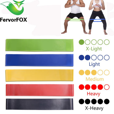 5 couleurs bandes de caoutchouc de résistance de yoga équipement de fitness extérieur intérieur 0.35mm-1.1mm bandes élastiques d'entraînement de sport pilates