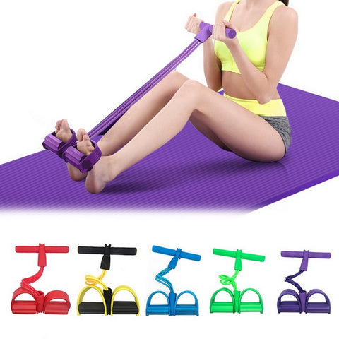 Fitness Gum 4 Röhren-Widerstandsbänder, Latex-Pedal-Übungsgerät, Zugseil, Expander, elastische Bänder, Yoga-Ausrüstung, Pilates-Training