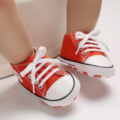 Zapatillas deportivas de lona para bebés, zapatos para niñas recién nacidas, zapatos para primeros pasos para niños, mocasines antideslizantes de suela blanda para niños pequeños