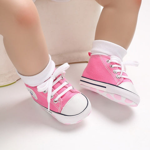 Zapatillas deportivas de lona para bebés, zapatos para niñas recién nacidas, zapatos para primeros pasos para niños, mocasines antideslizantes de suela blanda para niños pequeños