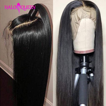 HALOQUEEN Straight Lace Front Wigs For Women Remy Hair Malaysian 130% 150% Density 13X4 Lace Front Wigs Straight Human Hair Wigs