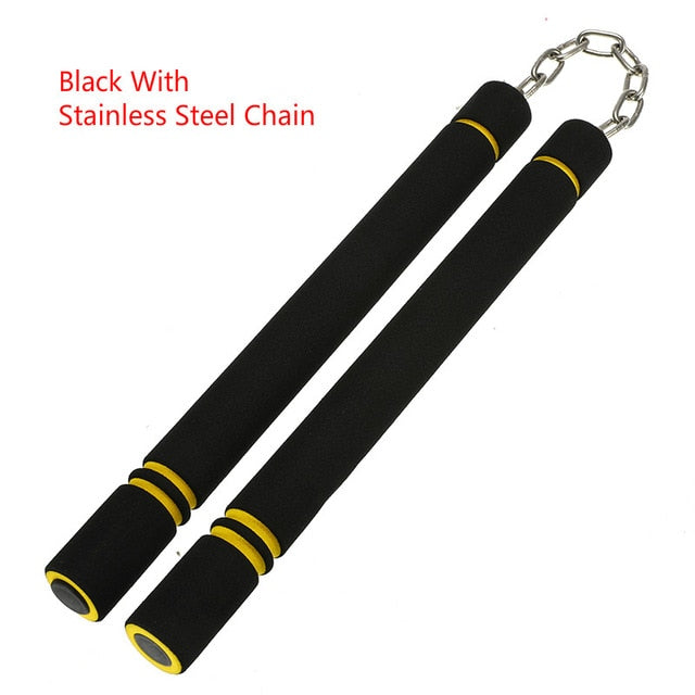 for Beginners Black yellow Durable nunchakus Martial Arts Nunchakus Foam Metal Chain Safe Sponge Nunchucks