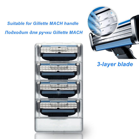4 unids/lote de cuchillas de afeitar excelentes de 5 capas compatibles con Gillette Fusion para el cuidado facial de hombres o Mache 3