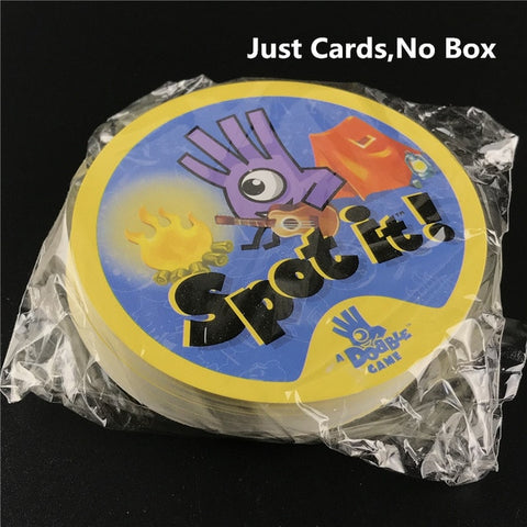 Caja amarilla Dobble kid de 83mm, tarjeta de juego Spot It, versión básica en inglés, juego de dobble para vacaciones en carretera