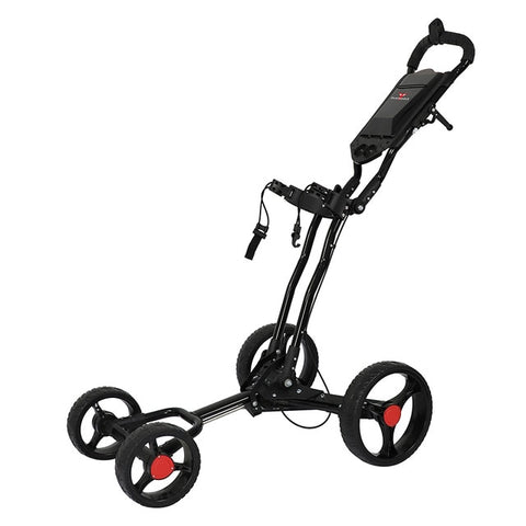 4 Wheels Golf Push Cart Easy Folding Black Aluminum alloy With Umbrella holder PLAYEAGLE Golf Trolley 4-wheel-pull cart
