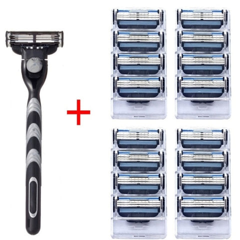 4 Uds Mache 3 cuchillas de afeitar de alta calidad compatibles con cuchillas de afeitar manuales para afeitadora de barba cuchillas recortadoras