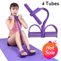 4 Tubes Resistance Bands Fitness Elastic Sit Up Pull Rope Exerciser Rower Belly Elastic Bands Home Gym Sports Training Equipment