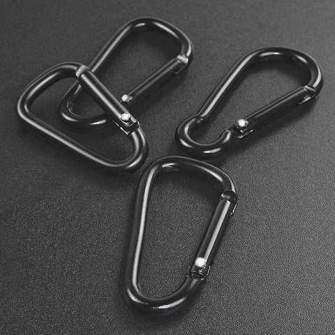 2020 New Hot Practical 10 Pcs Black D Shaped Aluminum Alloy Carabiner Hook Keychain Climbing Equipment Karabiner Mosqueton