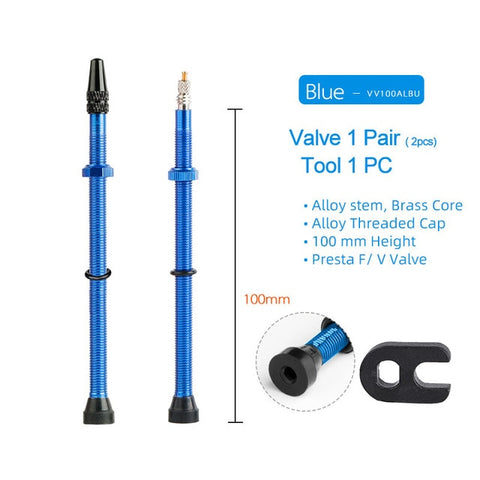Bicycle 1Pair 40/60/80/100/120mm Presta Valve for Road Tubeless Rim Alloy Or Brass Stem Brass Core W/ Cap & Tool