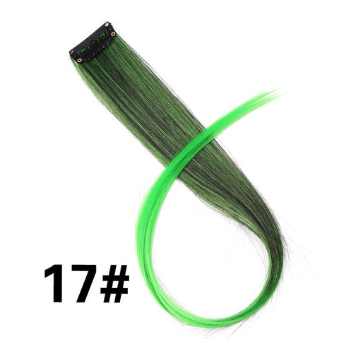 Leeons-extensiones de cabello sintético con realce de colores, Clip en tiras de colores de una pieza, peluca recta de 20 "de largo para fanáticos de los deportes