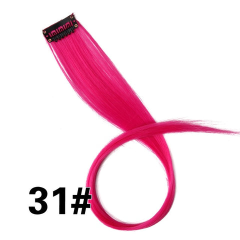 Leeons – Extensions de cheveux synthétiques à reflets colorés, postiche lisse de 20 pouces de long avec bandes de couleur, pour les Fans de sport, une seule pièce