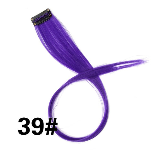 Leeons-extensiones de cabello sintético con realce de colores, Clip en tiras de colores de una pieza, peluca recta de 20 "de largo para fanáticos de los deportes